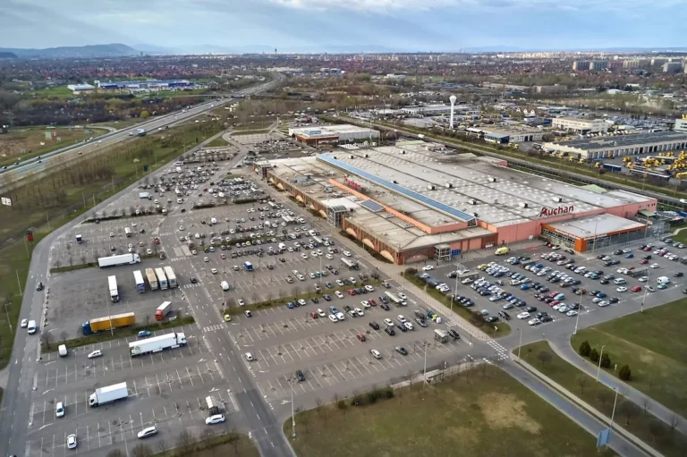 Shopping park near M5 highway in Hungary